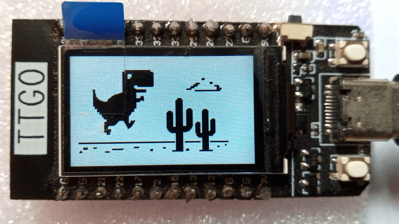 dino - uvodni obrazek na ESP32-TTGO