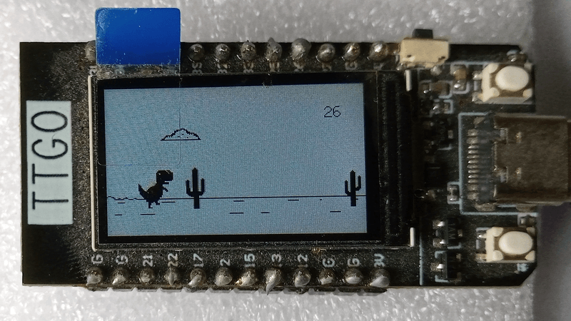 hra Dino na ESP32-TTGO