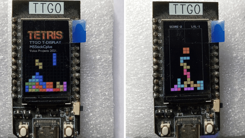 nahled na Tetris na ESP32-TTGO